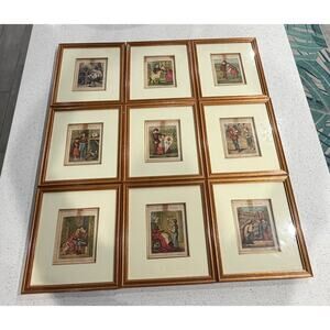 Set of 9 The Children Treasure Prints Circa 1870's Framed 14 x 12